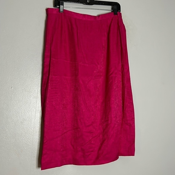 Adrianna Papell Silk plus size 16 women’s hot pink Barbie midi skirt - Picture 1 of 5